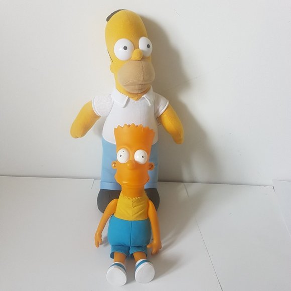 Vintage Bart Simpson Doll 11" Plastic and The Simpsons 1990 Homer 2005 Doll 15" - Picture 1 of 16